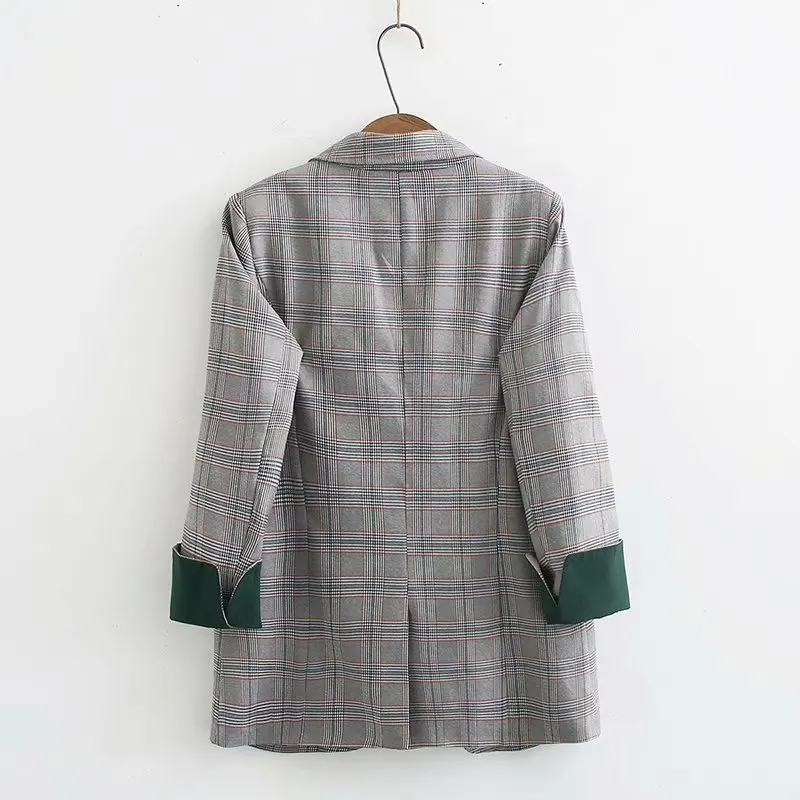 

2020 casual checked women's blazer High quality fashionable loose jacket feminine Temperament professional small suit office