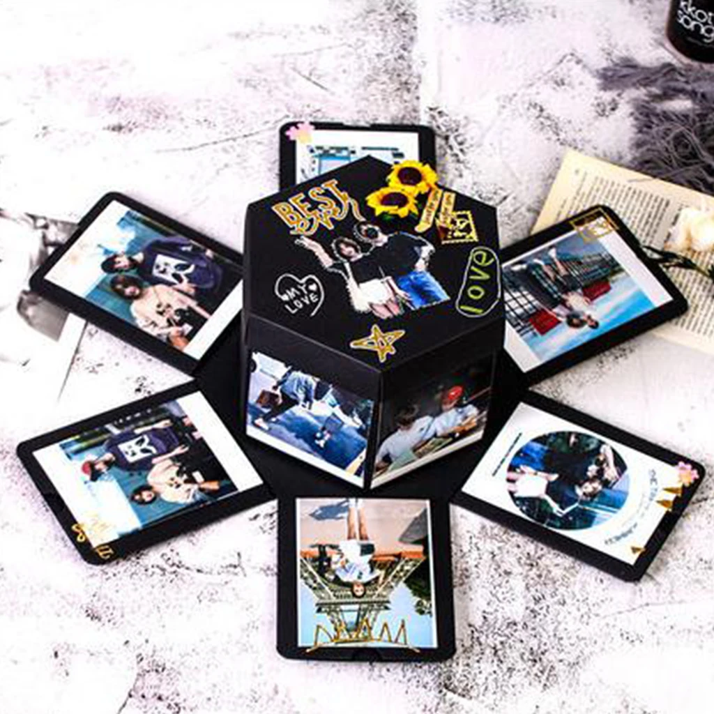 Взрывающиеся коробка Скрап фотоальбом DIY памяти книга фото в твердой обложке для