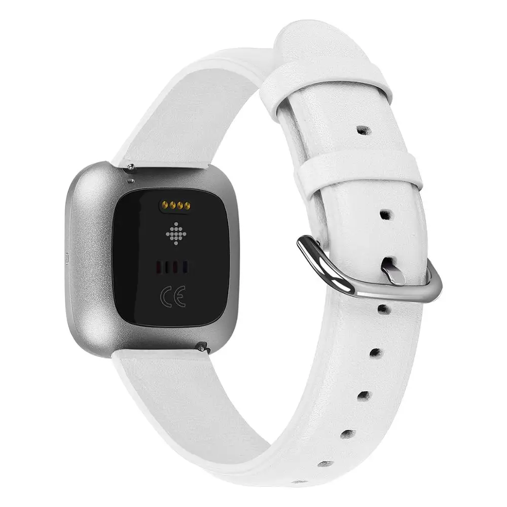 Черный Премиум пота кожаный ремешок Замена для Fitbit Versa/versa 2 Смарт часы браслет ремешок - Цвет: Черный