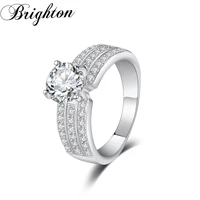 brighton new trendy luxury big round cubic zircon rings for women weeding fashion crystal engagement jewelry gift elegant bijou
