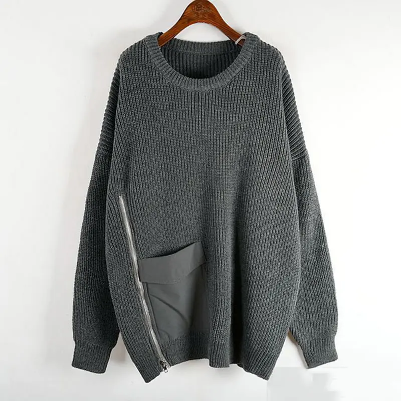 XITAO Tide Plus Size Patchwork Pocket Sweater Women Clothes 2019 Winter Pullover Full Sleeve Split Knitted Top New GCC2860 | Женская