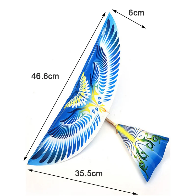

1pcs Interactiv Toy Gift Cartoon Outdoor Toy Blue Elastic Rubber Band Powered Flying Birds Kite Fun & Sports Kite Kids