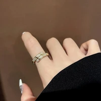 korean version fashion personality geometry double diamond opening ring feminversatile ring fashion party jewelry