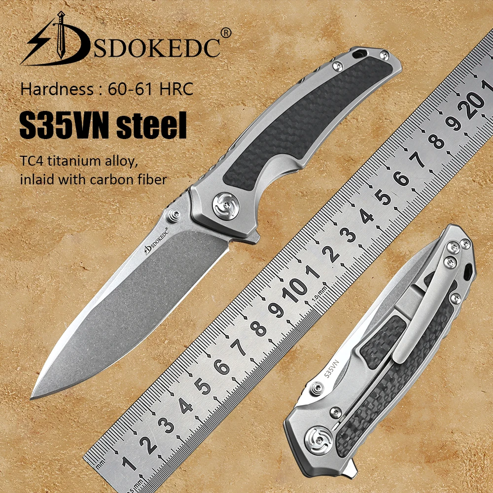 

S35VN Steel Pocket Knives Self Defense For Women Outdoor Survival Folding Knife Utility Tactical Camping Hunting Knifes EDC Tool