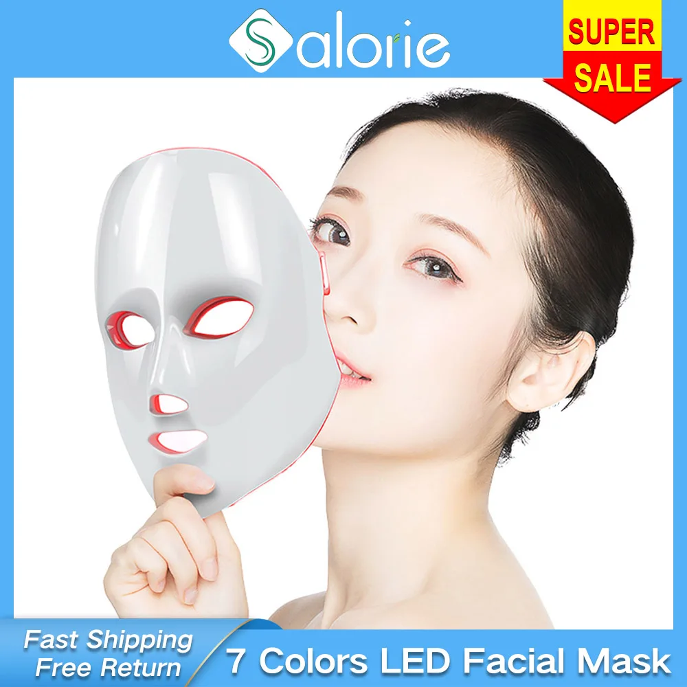 7 цветов светодиодный маска для лица красота омоложение кожи Фотон светильник