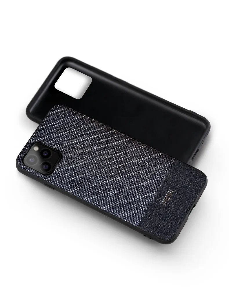 Чехол для iPhone 11, чехол для iPhone 11 Pro, чехол Mofi для iPhone 11 Pro Max, мягкая мужская темно-синяя полосатая ткань из шамбре