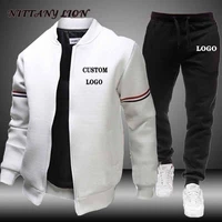 custom your logo winter mens set casual jacket coat 2 piece sets sports suit hoodiespant male tracksuit plus size s 3xl