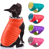 waterproof double sided wear dog clothes for french bulldog winter warm pet costume large dogs down jacket with reflective strip