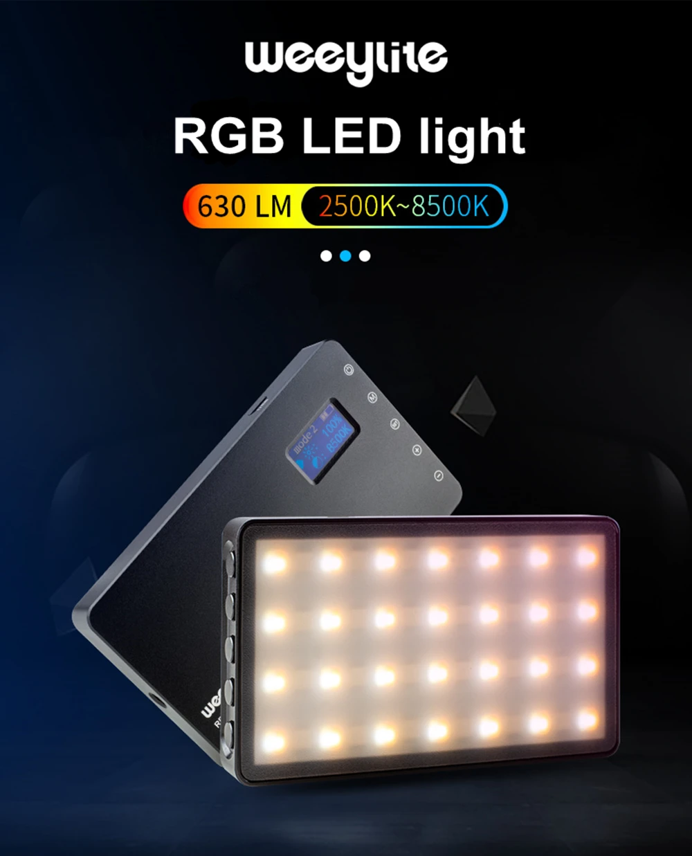 VILTROX мини-видео светодиодный светильник Weeylife RB08P RGB 2500-8500K Портативный заполняющий светильник Встроенный аккумулятор для студийной съемки камеры телефона