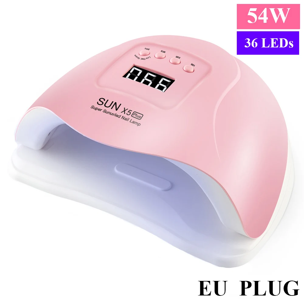 54W PINK EU PLUG Сушилка для ногтей SUN X5 54 Вт УФ светодиодный светильник с ЖК-дисплеем 36 светодиодный s лампа для отверждения всех гелей Полировочный для ногтей, Маникюрный Инструмент - Цвет: 54W PINK EU PLUG