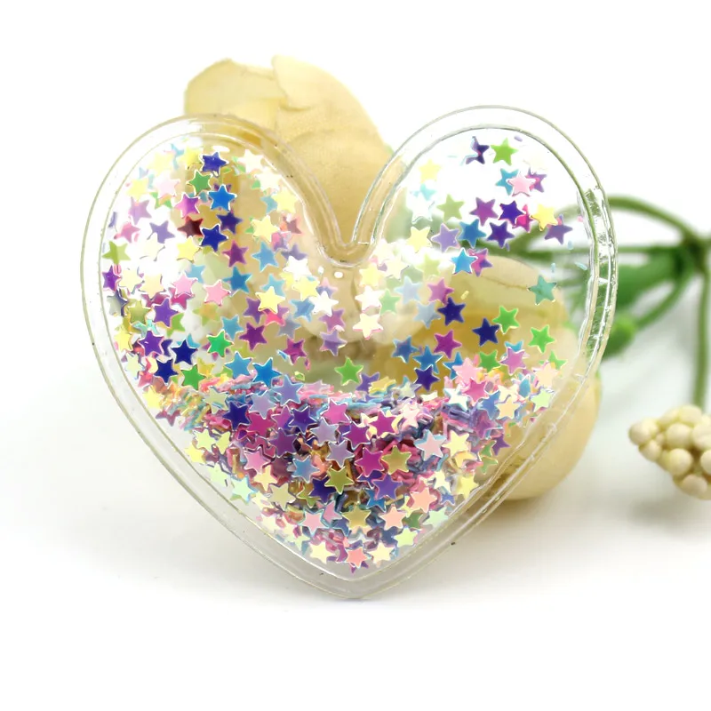 Multicolour 10 шт., 5*4,7 см, ПВХ, сердце, прозрачное, блестящее, сердце, течёт, аппликации для детей, BB клип и DIY Аксессуары для головных уборов - Цвет: Multicolour