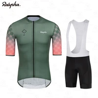 2021 new short sleeve cycling shirt ralvpha mens summer cycling bib shorts set cycling clothing riding clothing set 19d pad