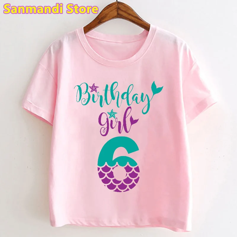 New Arrival 2021 Pink Tshirt For Girls Kids Clothes 3th/4th/5th/6th/7th/8th Birthday Girl Graphic Print T Shirt Kawaii T-Shirt