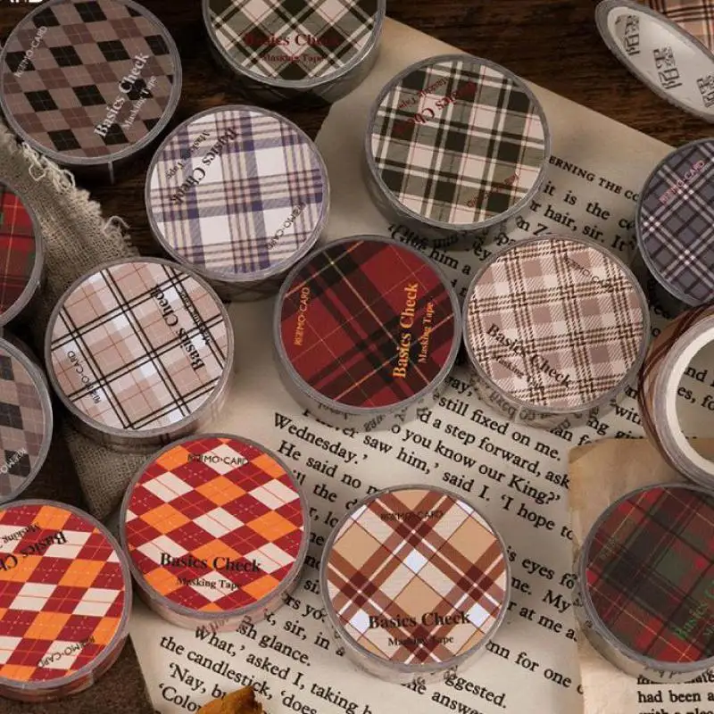 

1pc/sell Retro Grid Series Washi Tape Stationery Decorative Tape Scrapbooking Photo Album School Tools Kawaii Scrapbook Paper