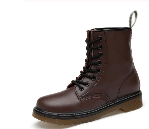 Зимние теплые ботинки для пар из воловьей кожи с плюшевой подкладкой женские