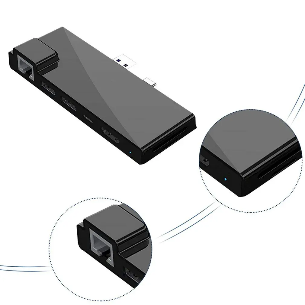 

Rocketek usb 3.0 HUB card reader 4K HDMI-compatible Gigabit Ethernet PD Type c adapter TF micro SD for Microsoft Surface Pro 7
