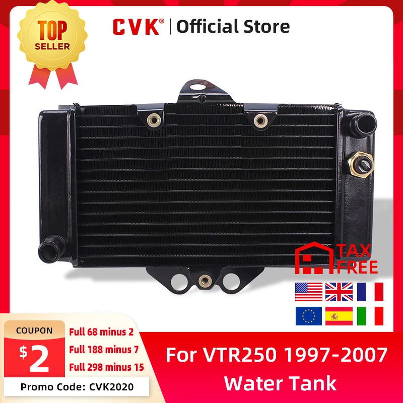 

CVK Aluminium Radiator Cooler Cooling Water Tank for Honda VTR250 VTR 250 1997 1998 1999 2000 2001 2002 2003 2004 2005 2006 2007