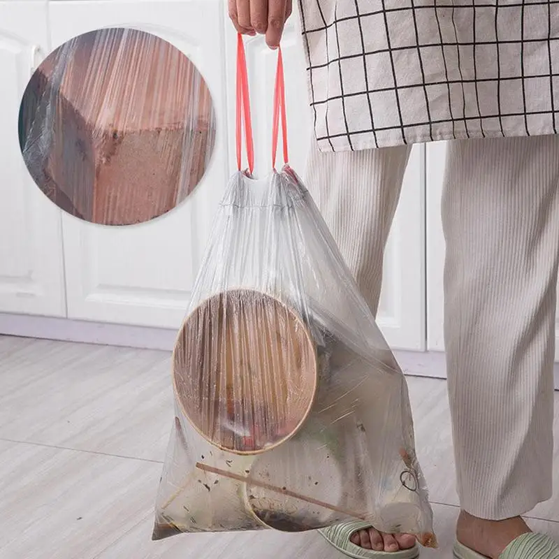 

Household Portable Thickened Garbage Bag Drawstring Disposable Load-bearing Super Garbage Trash Closure Kitchen Large Bag C1F8