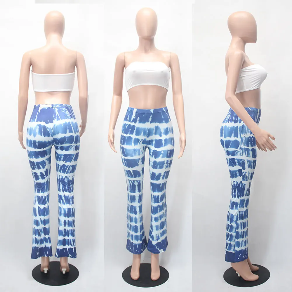 Брюки-клеш с принтом тай-дай укороченный Топ без бретелек и широкие брюки