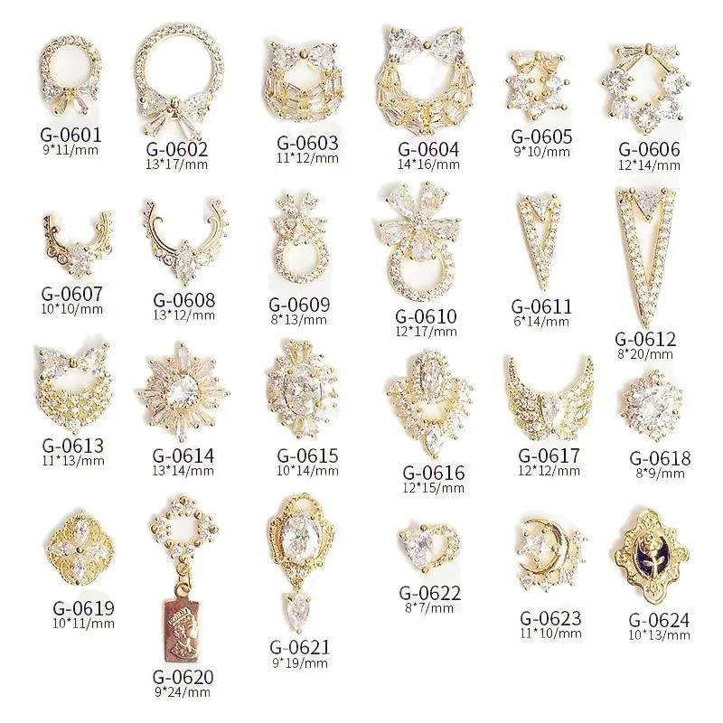

2Pcs Zircon Nail Art Jewelry Japanese 3D Nail Decorations Top Quality Zircon Crystal Manicure Diamonds Metal Charms Japan Jewel