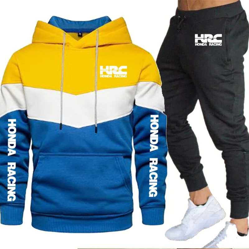 

NEW Spring Autumn Men suits HRC race motorcycle Car Logo Printed Hoodie Fashion sweatshirt+sweatpants 2-piece set