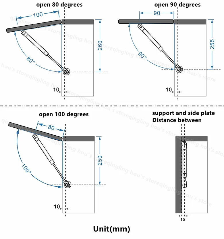 30-120N медный силовой подъемник для дверей шкафа газовая стойка гидравлический