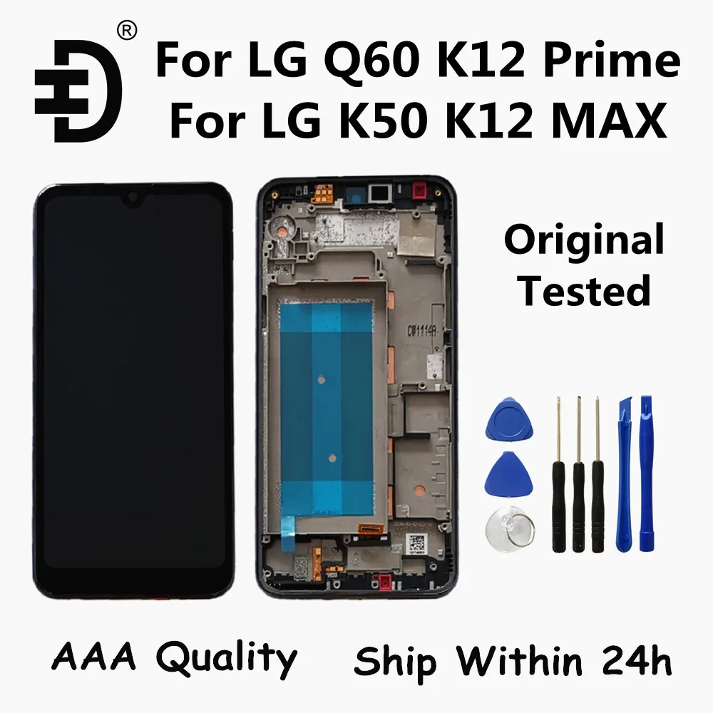 

Оригинальный Для LG Q60 K12 Prime ЖК-дисплей Дисплей с рамкой кодирующий преобразователь сенсорного экрана в сборе для LG K50 K12 MAX ЖК-дисплей замена э...