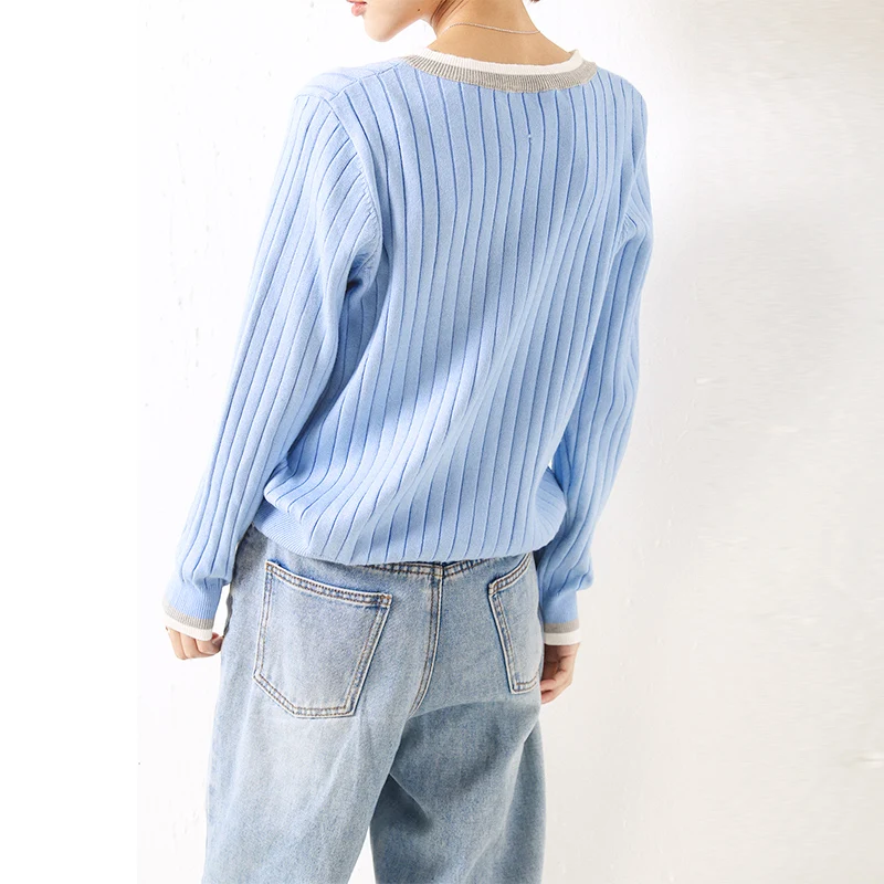 Высококачественный Женский кашемировый свитер с длинными рукавами и V-образным