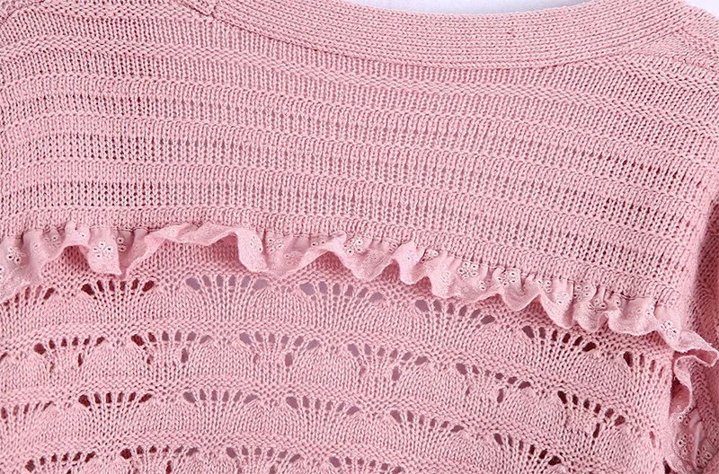 

KBAT 2021 Fashion Women Hollow Out Embroidery Ruffled Cardigan Vintage Loose Long Sleeve Female Outerwear Chic Tops