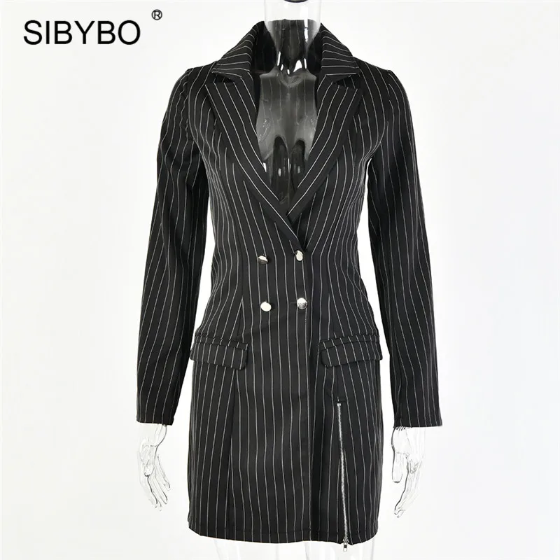 Женское платье-блейзер в полоску Sibybo облегающее мини-платье на молнии с