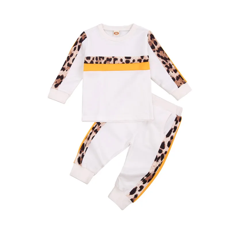 

Newborn Leopard Set 2021 Baby Boy Girl Long Sleeve T shirt Tops Pants Children Clothes Set