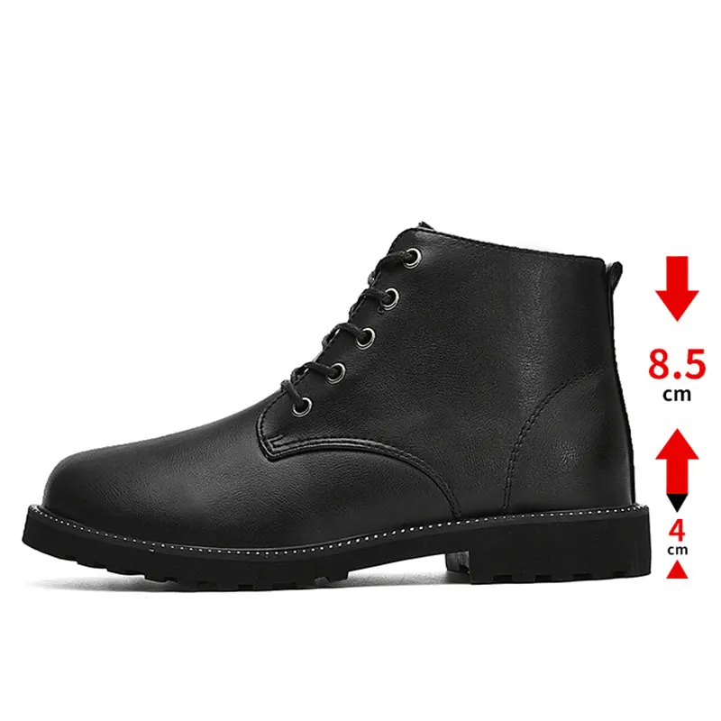 Black NKAVKI/Ботинки martin; женские кожаные зимние теплые ботинки; женские ботильоны на шнуровке с круглым носком; обувь на платформе; женская обувь; botas mujer - Цвет: Black