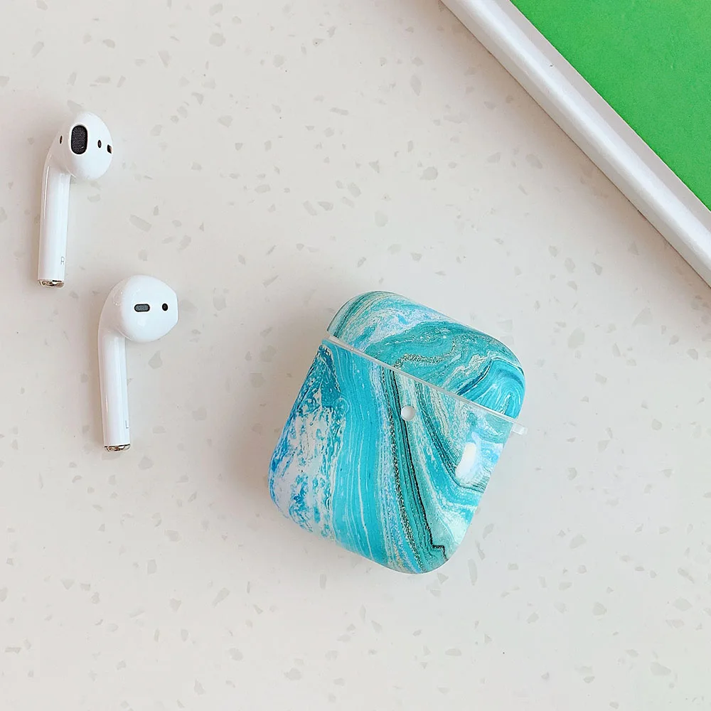 No.2 Синий Морской чехол для гарнитуры для Apple AirPods 2 1 мраморный милый чехол для Airpod Shell мягкие наушники Air Pods защитный чехол Подарок - Цвет: No.2