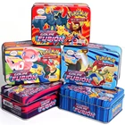 Железная коробка с испанской вспышкой, игральные карты покемон Пикачу, держатель карт емкостью 60, карточки, карточки Покемоны, коробка для хранения наушников, игрушка