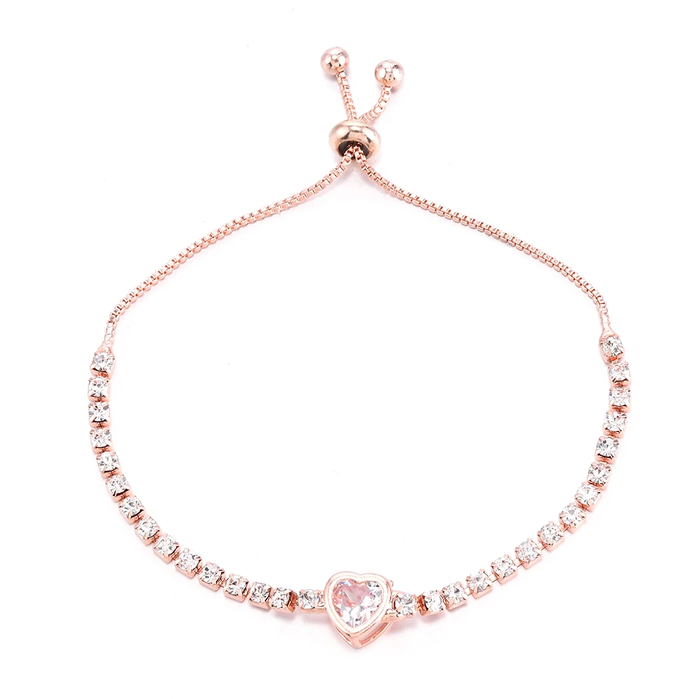

Heart Round Bracelet Simple Cute Crystal Chain Bracelet Women Charm Sweet Luxurious Jewelry 2021 Trendy