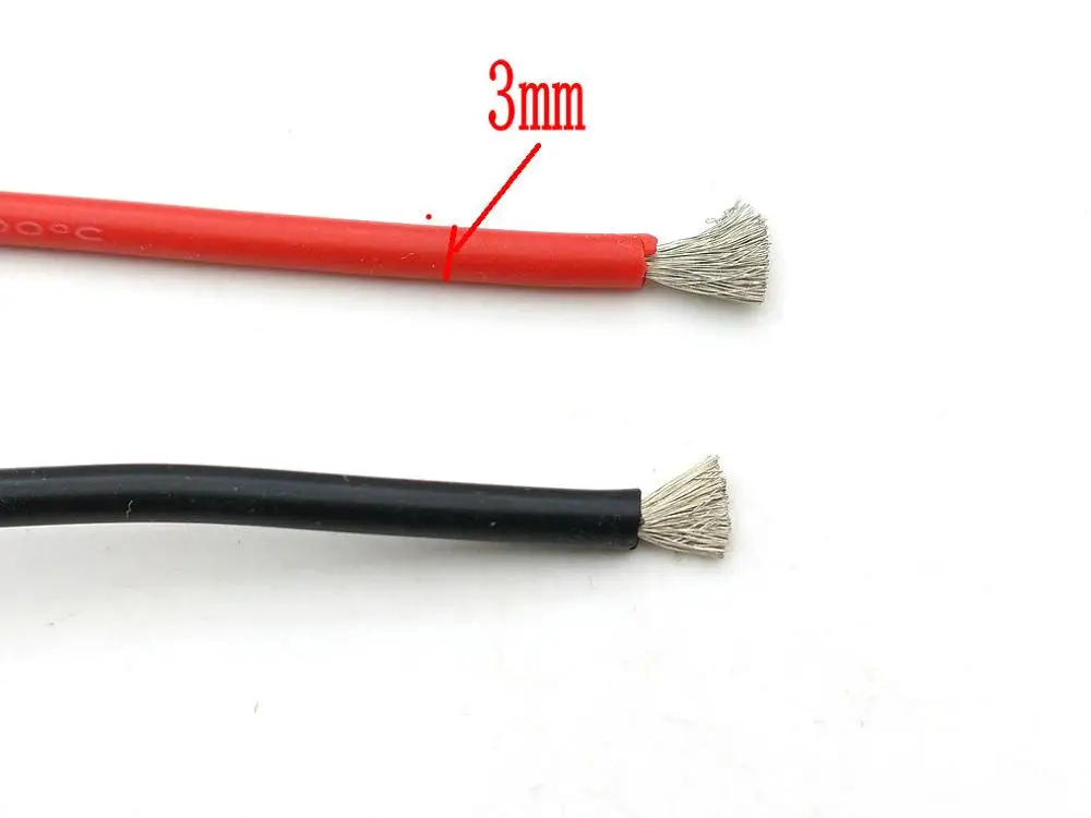 1 Катушка 3 м Черная/красная Высококачественная силиконовая проволока 16 AWG Гибкая