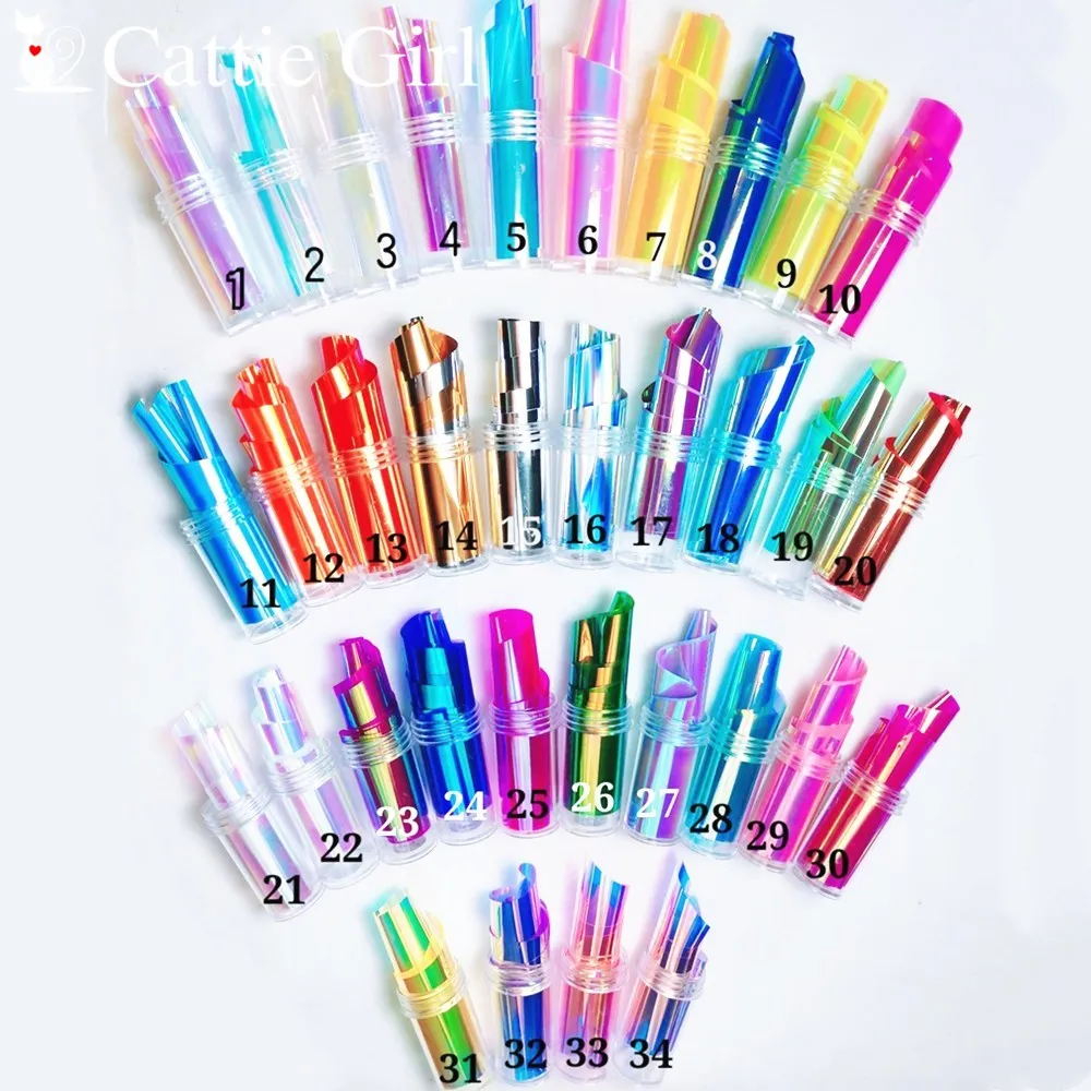 

1M Aurora Nails Glass Foil Film Sticker Cellophane Paper Korean Nail Trend Design Ice Cube Manicure Decoration 34 Color