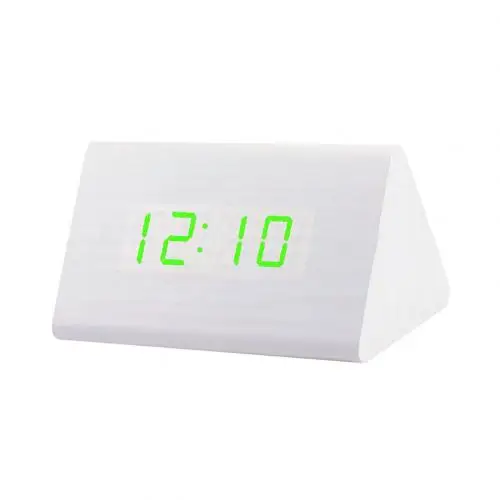 Whitewood Green Цифровой деревянный USB светодиодный ночной Светильник будильник термометр дисплей часы для украшения гостиной на батарейках часы - Цвет: Whitewood Green