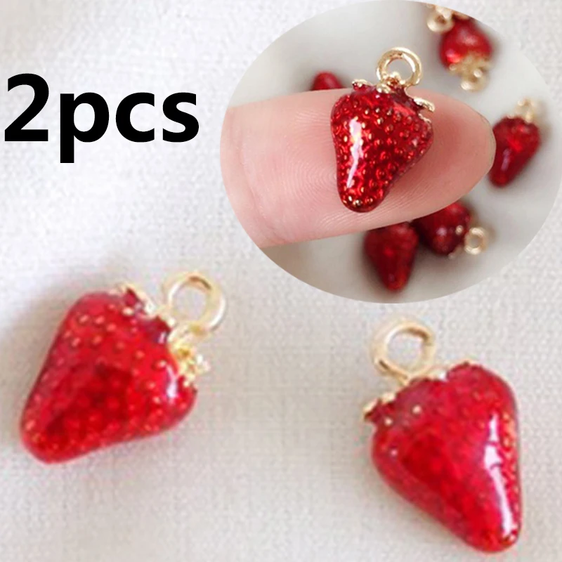 2 шт. ручной работы эмаль фрукты Charms модное капли масла амулеты &quotКлубника&quot для