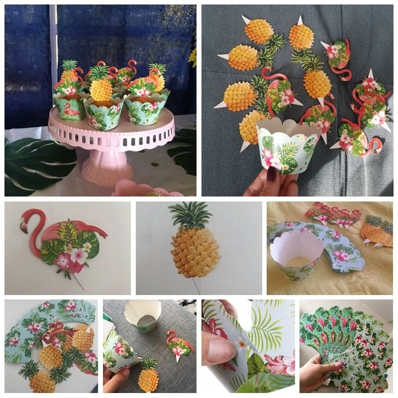 24 шт. бумага с Фламинго ананас кекс обертки топперы для Детей шар в виде фламинго