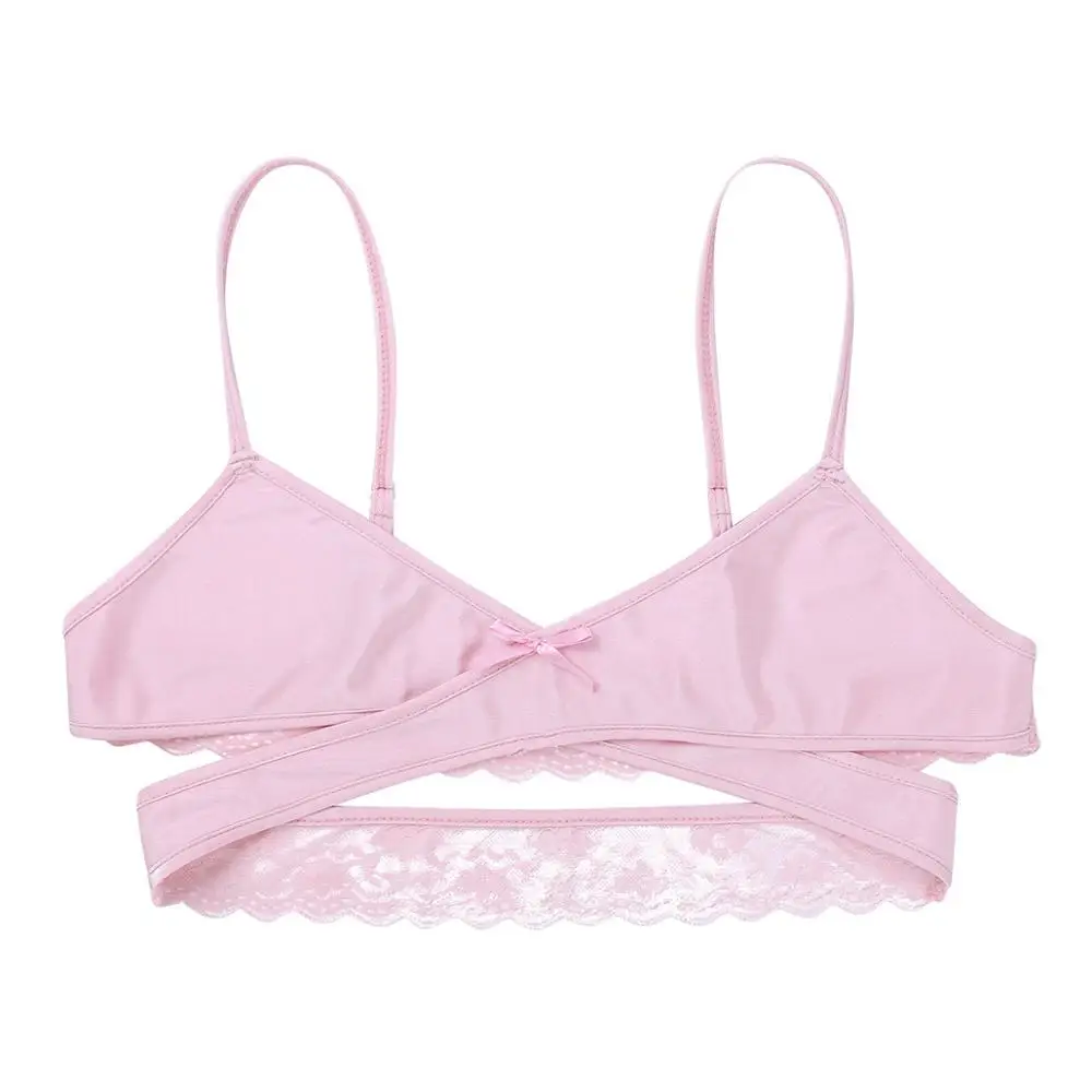 Mens Lingerie Sissy Crossdresser Sexy Bra Open Cup Cross Over Back Wire-free No Padded Tops Bralette Exotic Costumes |