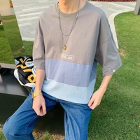 2022 summer hot sale new patchwork t shirt fashion street simple fun stitching pullover clothes teens all match high quality top
