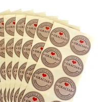 100pcspack gracias seal labels kraft paper stickers cowhide sticker diy handmade box bag dia 35mm