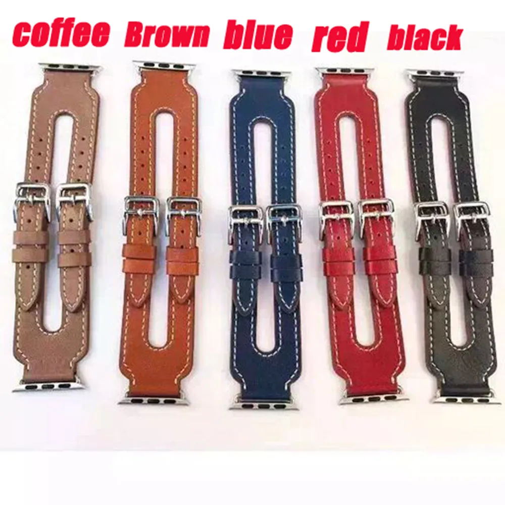 

Series 5/4/3/2/1 Genuine Leather Double Buckle Cuff Band For Apple Watch 38/40 42/44mm Bracelet Leather Strap Band Watch