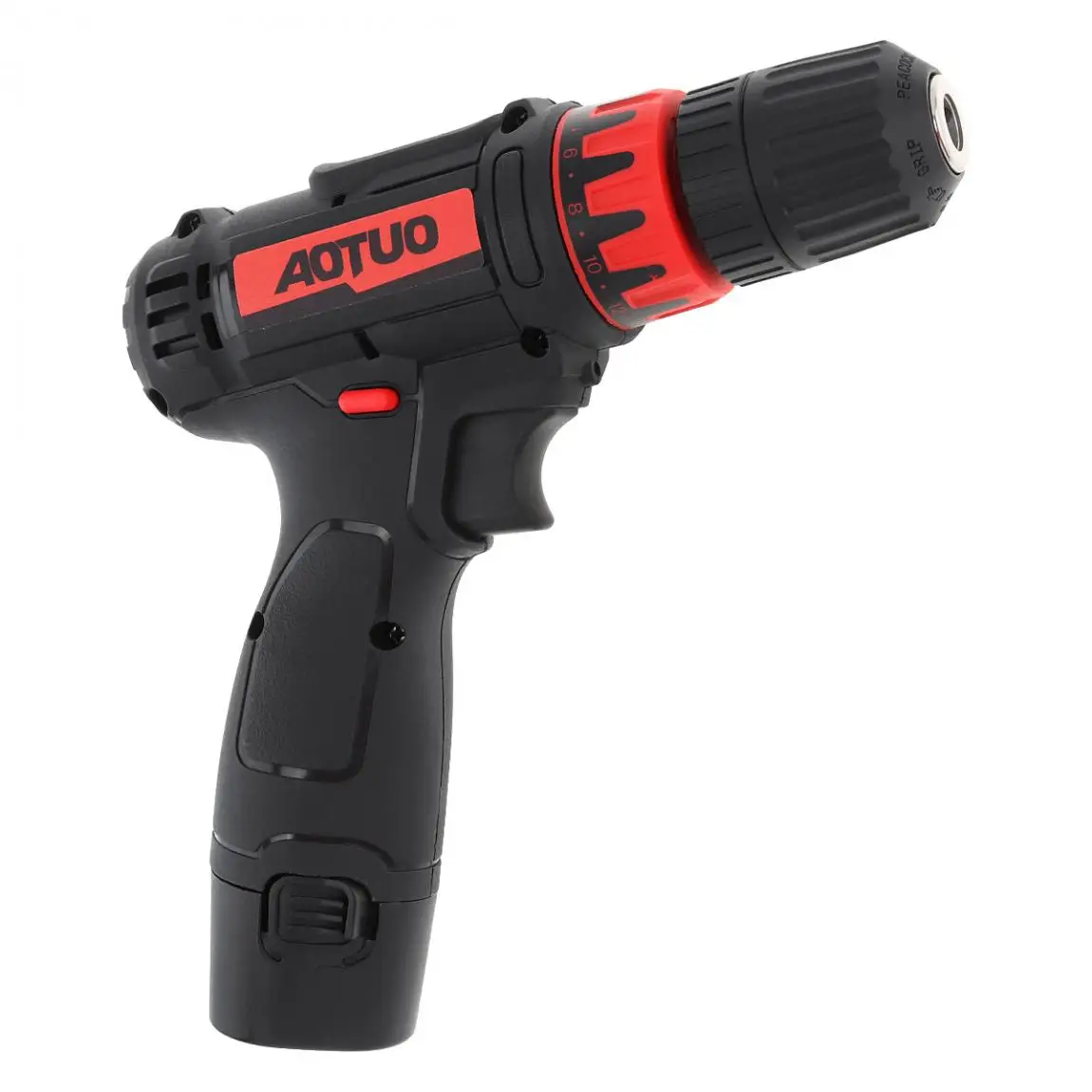 AOTUO AC 100-240 V Беспроводная 12V Бытовая литиевая электрическая дрель с переключателем вращения и крутящим моментом для обработки винтов/штамповки