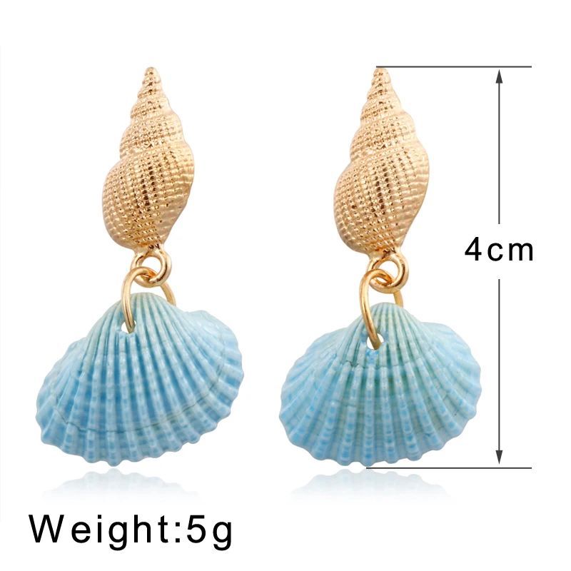 Женские серьги капельки в богемном стиле с золотым раковиной большие круглые