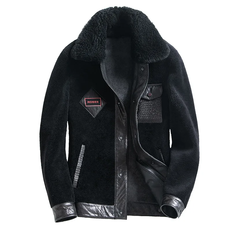 

Real Sheep Winter Shearing Wool Fur Coats Men's Sheepskin Coat Leather Jacket Men Clothes 2020 YM121