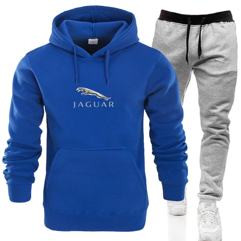 

2021 Jaguar New Men's Women's Couple Fashion Hoodie + Sweatpants Suit Candy Color Pullover Spring Autumn Must-Have Hoodie+2