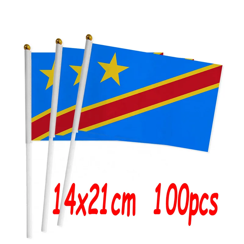 ZXZ 100 шт. Флаг Конго 14*21 см полиэфир двухсторонняя печать с конговским флагом