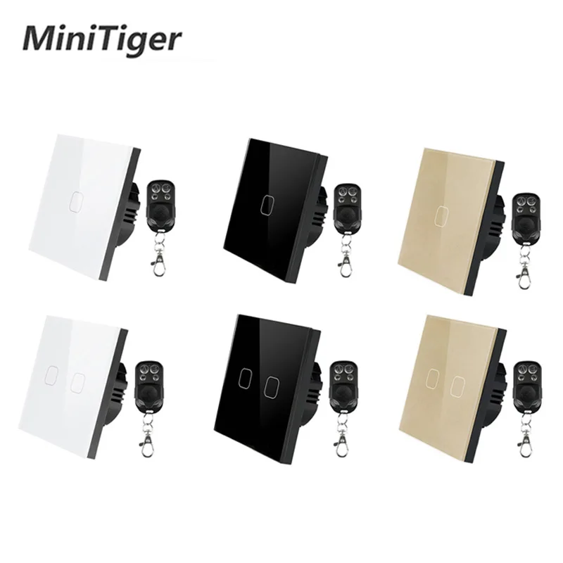 Умный настенный выключатель Minitiger стандарт ЕС/Великобритании 2 Gang 1 Way RF433